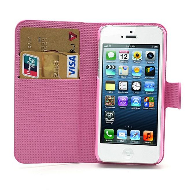 Étui magnétique en cuir pour iPhone SE/5S/5 avec papillons et motifs colorés