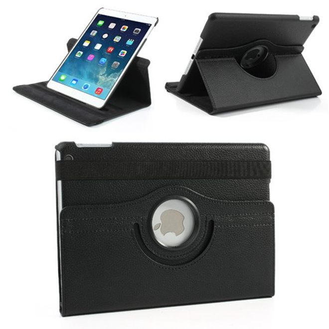 iPad Air Leather Smart Case, 360° rotatable with lithograph pattern and stand function - black