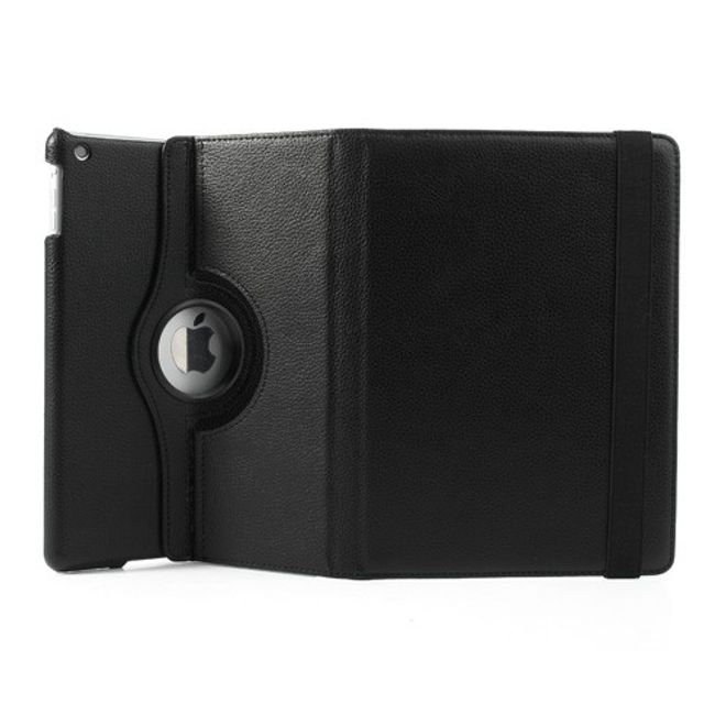 iPad Air Leather Smart Case, 360° rotatable with lithograph pattern and stand function - black