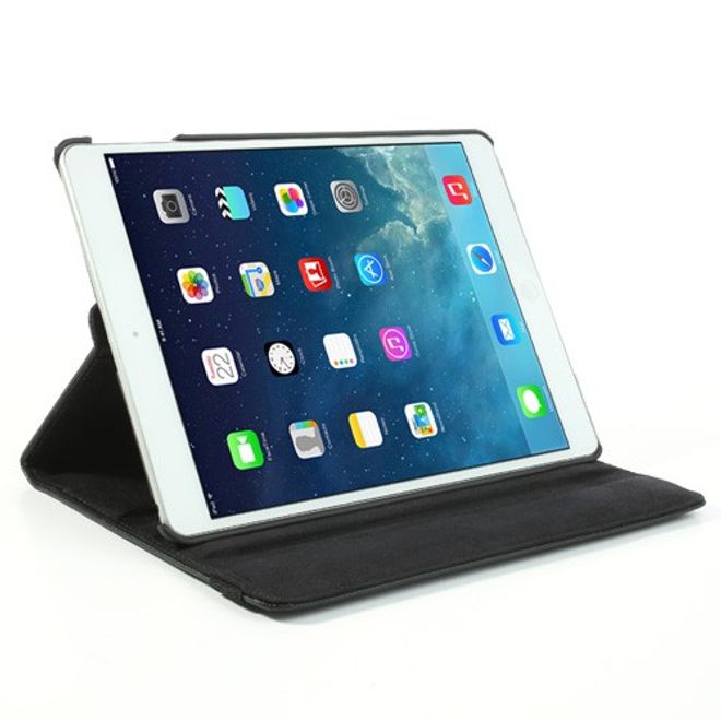iPad Air Leather Smart Case, 360° rotatable with lithograph pattern and stand function - black