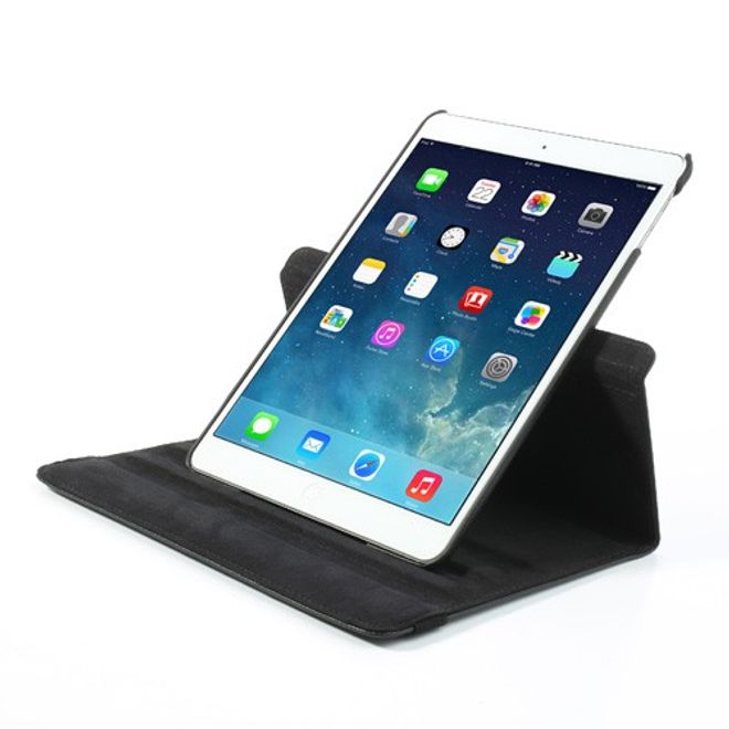 iPad Air Leather Smart Case, 360° rotatable with lithograph pattern and stand function - black