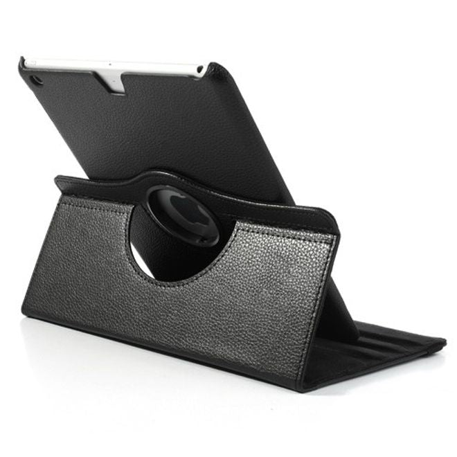 iPad Air Leather Smart Case, 360° rotatable with lithograph pattern and stand function - black