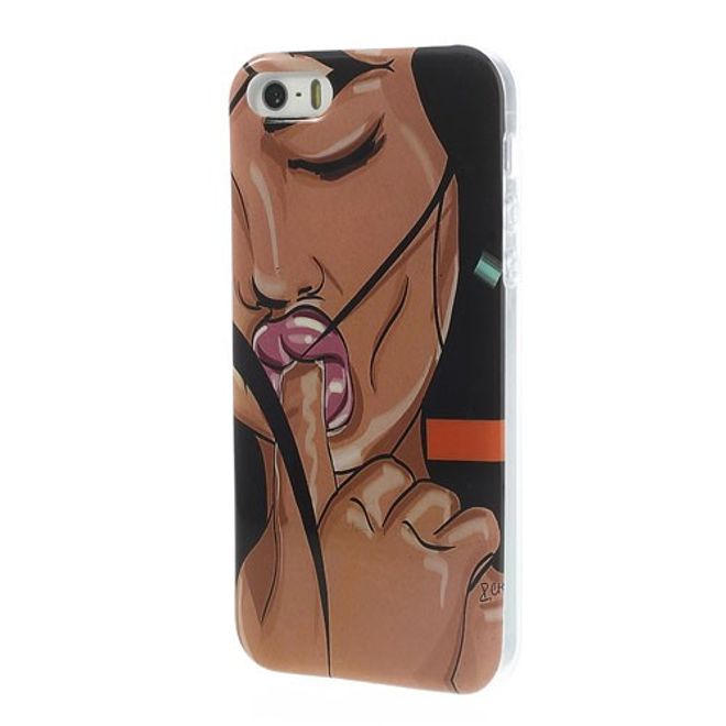 iPhone SE/5S/5 Elastic Plastic Case with Woman with Finger in Mouth