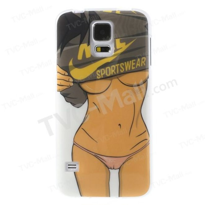 Samsung Galaxy S5 Elastisches Plastik Case mit Girl mit Shirt