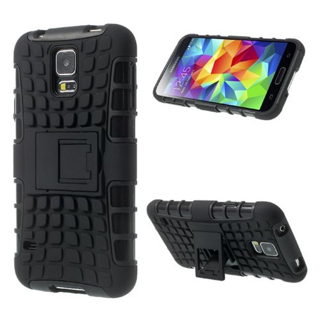 Samsung Galaxy S5 Rutschfestes, stabiles Plastik Case - schwarz
