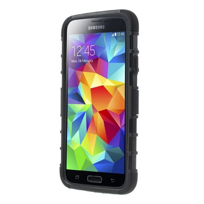 Samsung Galaxy S5 Rutschfestes, stabiles Plastik Case - schwarz