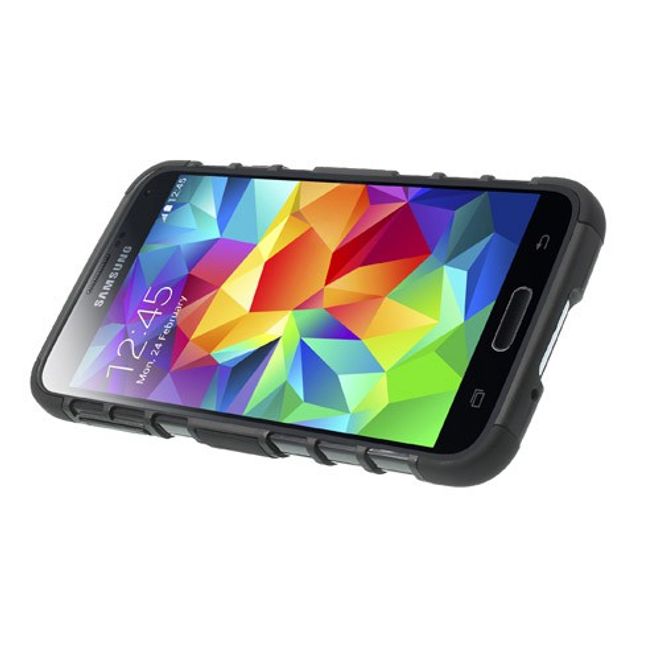 Samsung Galaxy S5 Rutschfestes, stabiles Plastik Case - schwarz