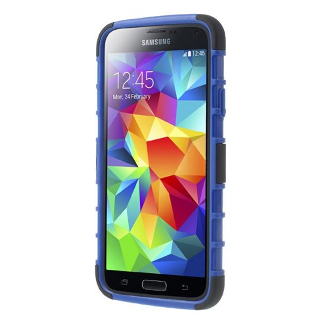 Samsung Galaxy S5 Rutschfestes, stabiles Plastik Case - blau