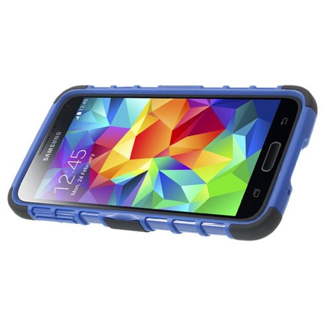 Samsung Galaxy S5 Rutschfestes, stabiles Plastik Case - blau