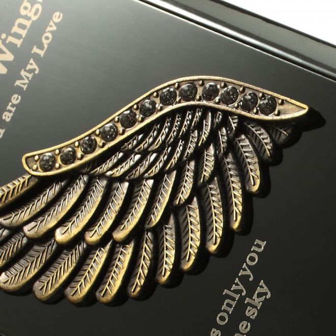 Samsung Galaxy S5 Hart Plastik Case mit metallenem Flügel - schwarz