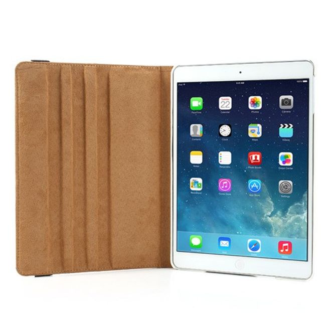 iPad Air Leder Smart Case 360° drehbar mit Litchimusterung und Standfunktion - weiss