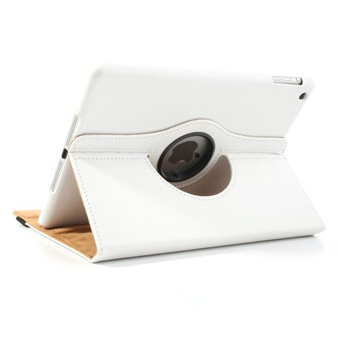 iPad Air Leder Smart Case 360° drehbar mit Litchimusterung und Standfunktion - weiss
