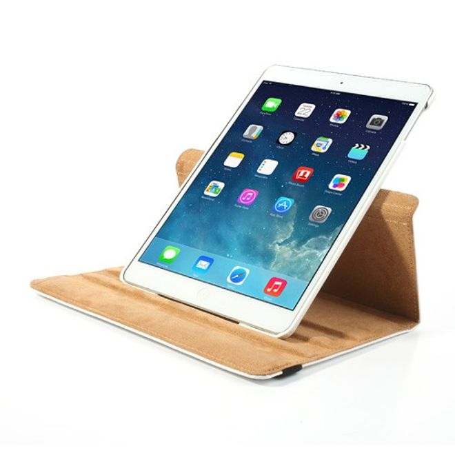 iPad Air Leder Smart Case 360° drehbar mit Litchimusterung und Standfunktion - weiss