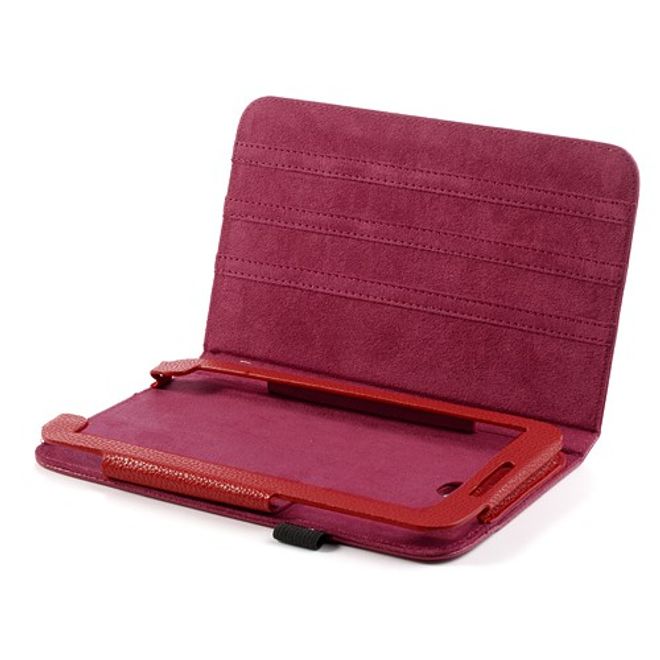 Samsung Galaxy Tab 3 7.0 Magnetisches Leder Case mit Litchi Textur - rot