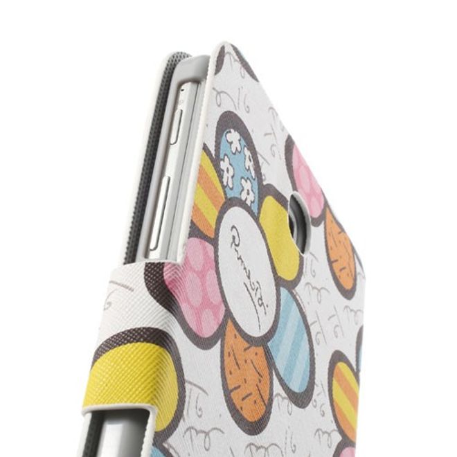 Samsung Galaxy Tab 3 7.0 Leder Case mit farbigen Blumen - weiss