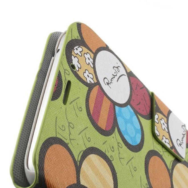 Samsung Galaxy Tab 3 7.0 Leder Case mit farbigen Blumen - grün