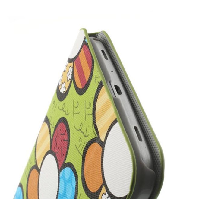 Samsung Galaxy Tab 3 7.0 Leder Case mit farbigen Blumen - grün