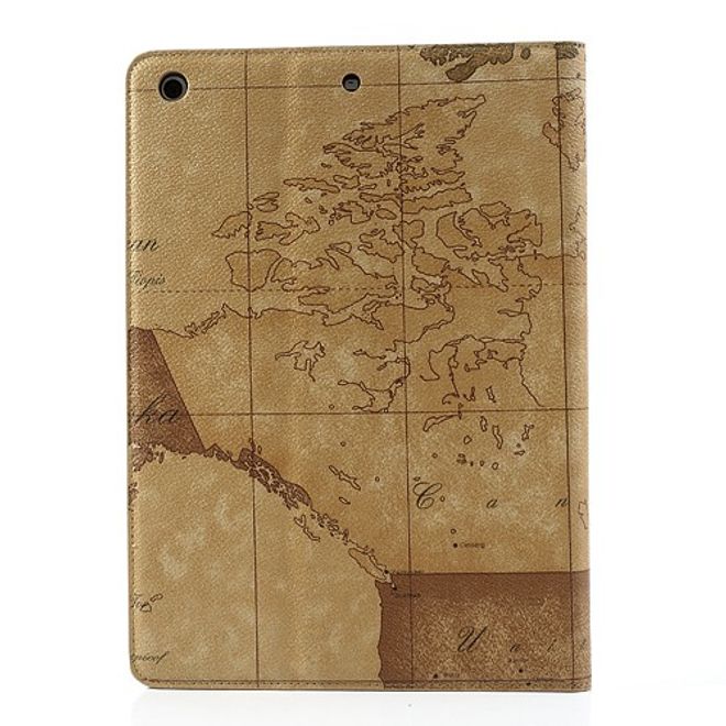 iPad Air Leather Case with World Map - Brown