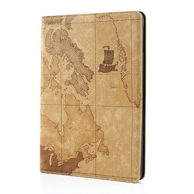 iPad Air Leather Case with World Map - Brown