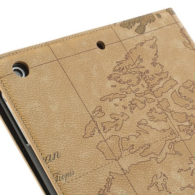 iPad Air Leather Case with World Map - Brown