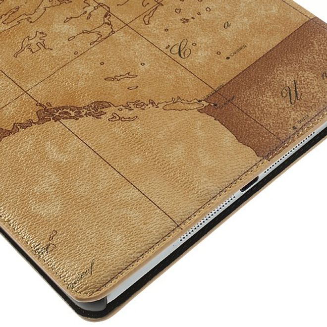 iPad Air Leather Case with World Map - Brown