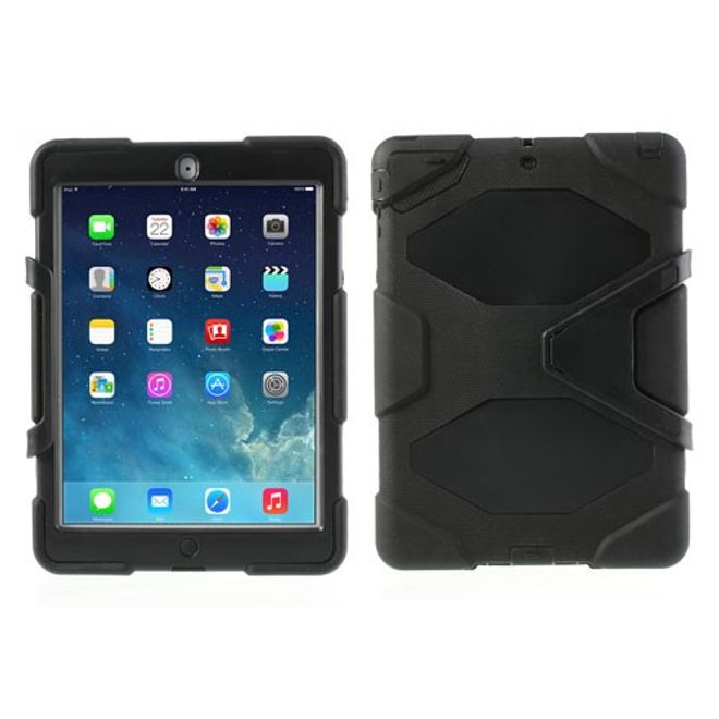 iPad Air Robust Plastic and Silicone Case with Stand Function - Black