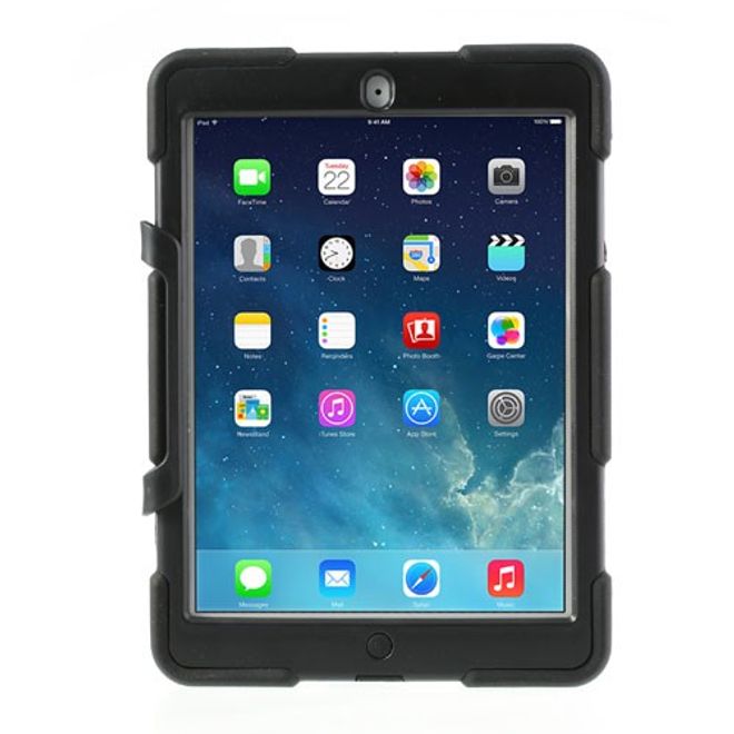 iPad Air Robust Plastic and Silicone Case with Stand Function - Black