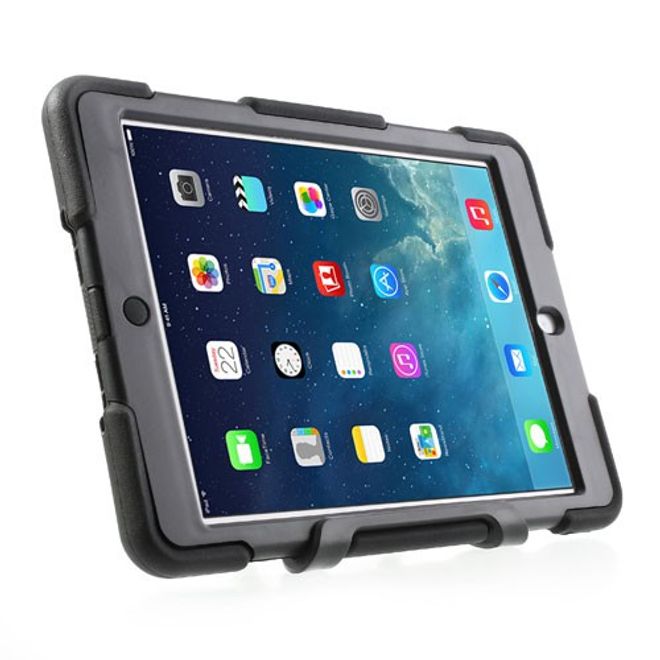 iPad Air Robust Plastic and Silicone Case with Stand Function - Black
