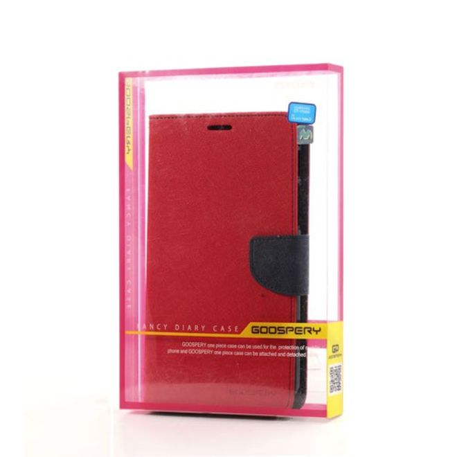 Goospery - Samsung Galaxy Tab 3 7.0 Hülle - Tablet Bookcover - Fancy Diary Series - rot/navy