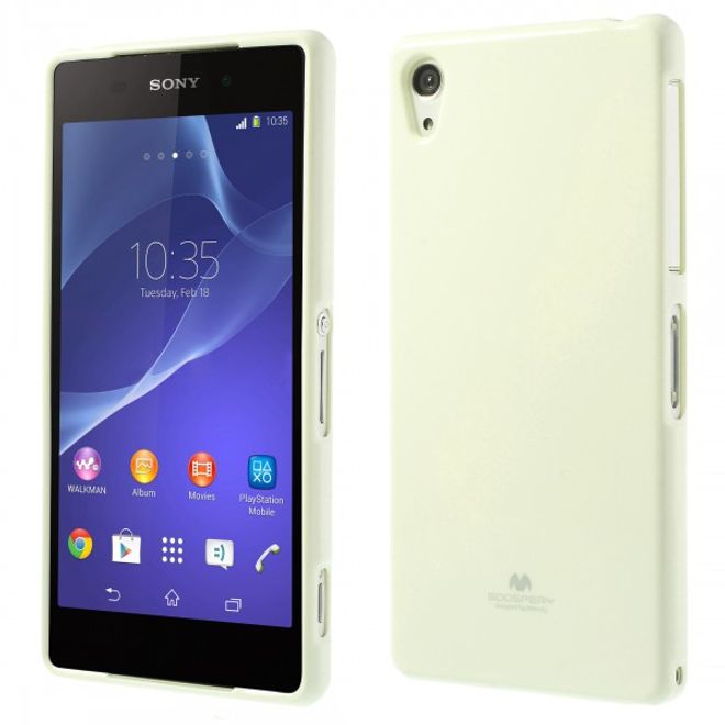 Goospery - Sony Xperia Z2 Handy Hülle - TPU Soft Case - Pearl Jelly Series - weiss