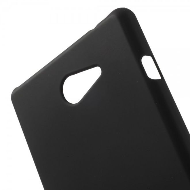 Sony Xperia M2 Gummiertes Hart Plastik Case - schwarz