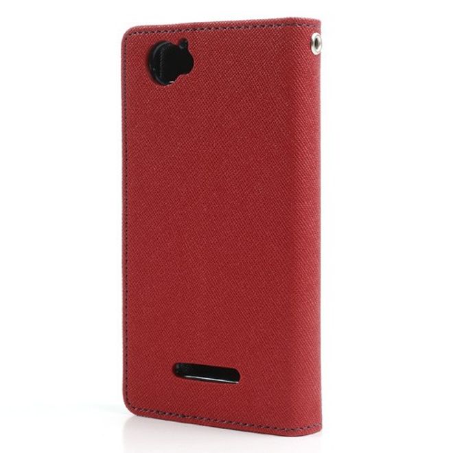 Goospery - Sony Xperia M Hülle - Handy Bookcover - Fancy Diary Series - rot/navy