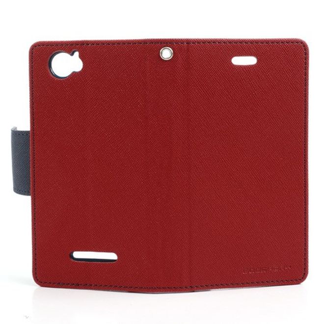 Goospery - Sony Xperia M Hülle - Handy Bookcover - Fancy Diary Series - rot/navy