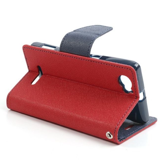 Goospery - Sony Xperia M Hülle - Handy Bookcover - Fancy Diary Series - rot/navy