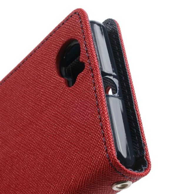 Goospery - Sony Xperia M Hülle - Handy Bookcover - Fancy Diary Series - rot/navy