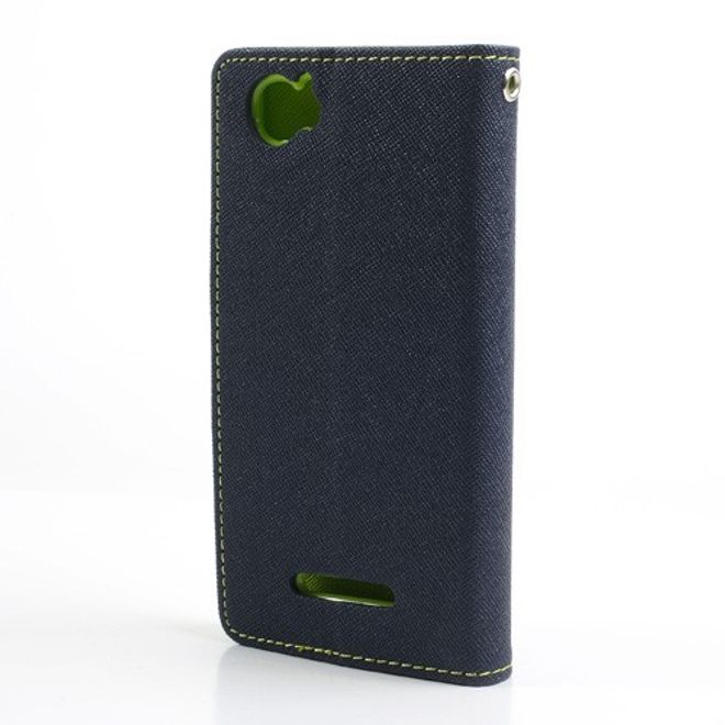 Goospery - Sony Xperia M Hülle - Handy Bookcover - Fancy Diary Series - navy/lime
