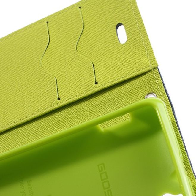 Goospery - Sony Xperia M Hülle - Handy Bookcover - Fancy Diary Series - navy/lime