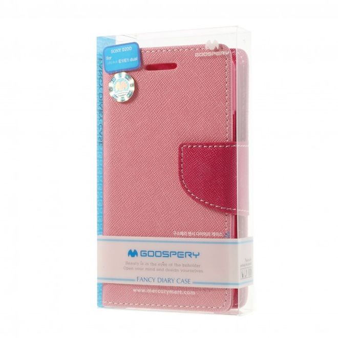 Goospery - Sony Xperia E1/E1 Dual Hülle - Handy Bookcover - Fancy Diary Series - rosa/pink
