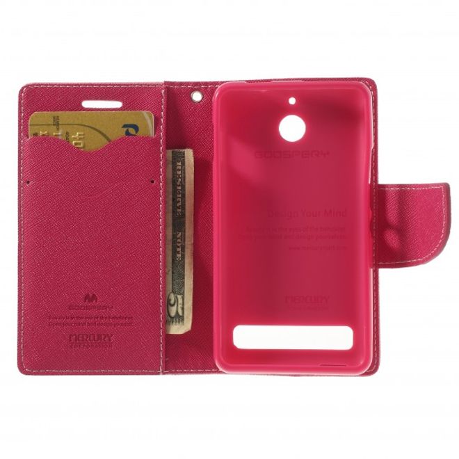Goospery - Sony Xperia E1/E1 Dual Hülle - Handy Bookcover - Fancy Diary Series - rosa/pink