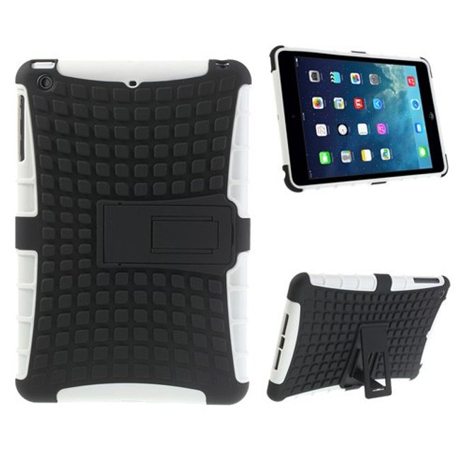 iPad Mini 1/2/3 Robust Plastic Case with Stand Function - Black/White