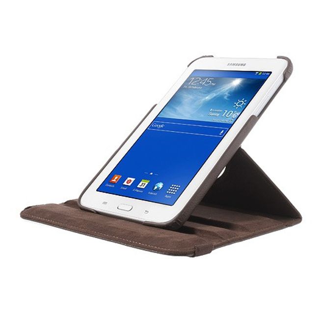 Samsung Galaxy Tab 3 7.0 Lite Rotierbares Leder Case mit Litchitextur - braun