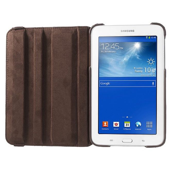 Samsung Galaxy Tab 3 7.0 Lite Rotierbares Leder Case mit Litchitextur - braun