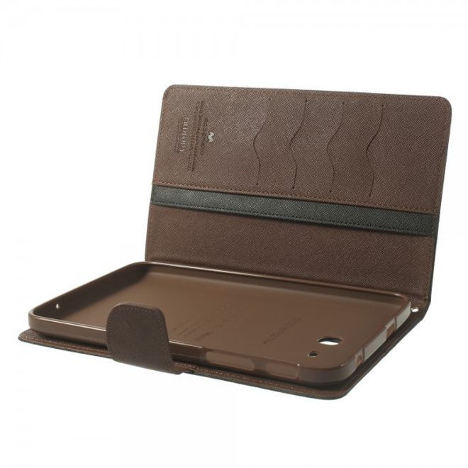 Goospery - Samsung Galaxy Tab 3 7.0 Lite Hülle - Tablet Bookcover - Fancy Diary Series - schwarz/braun