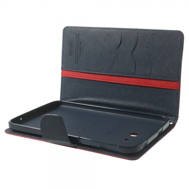 Goospery - Samsung Galaxy Tab 3 7.0 Lite Hülle - Tablet Bookcover - Fancy Diary Series - rot/navy