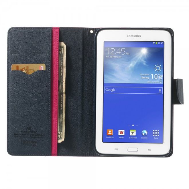 Goospery - Samsung Galaxy Tab 3 7.0 Lite Hülle - Tablet Bookcover - Fancy Diary Series - pink/navy