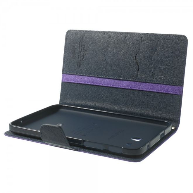 Goospery - Samsung Galaxy Tab 3 7.0 Lite Hülle - Tablet Bookcover - Fancy Diary Series - purpur/navy