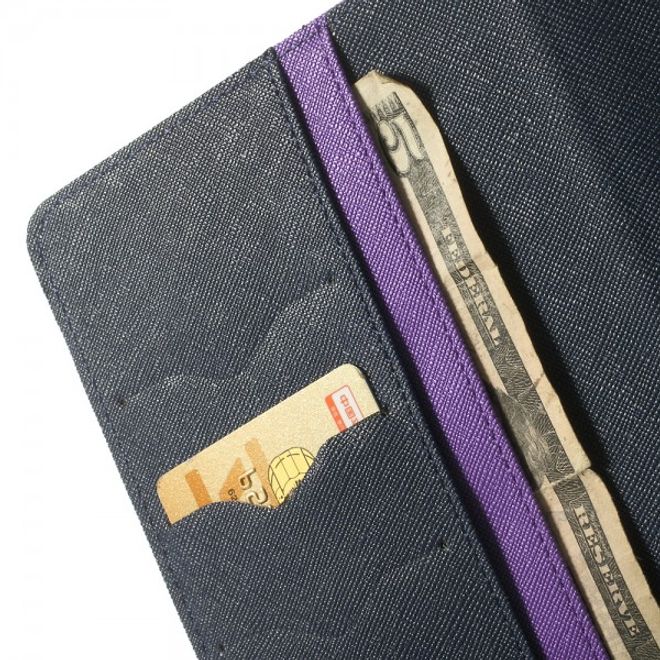 Goospery - Samsung Galaxy Tab 3 7.0 Lite Hülle - Tablet Bookcover - Fancy Diary Series - purpur/navy