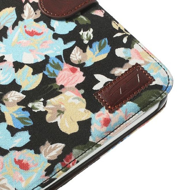 Samsung Galaxy Tab 3 7.0 Lite Leder Case mit Blumenmuster - schwarz