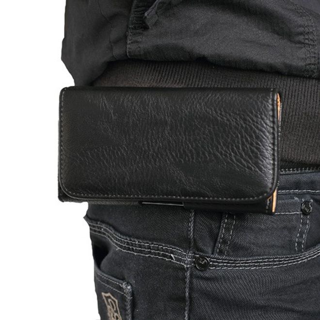 Samsung Galaxy S5 Leder Etui mit Gurthalterung und Elefantentextur - schwarz