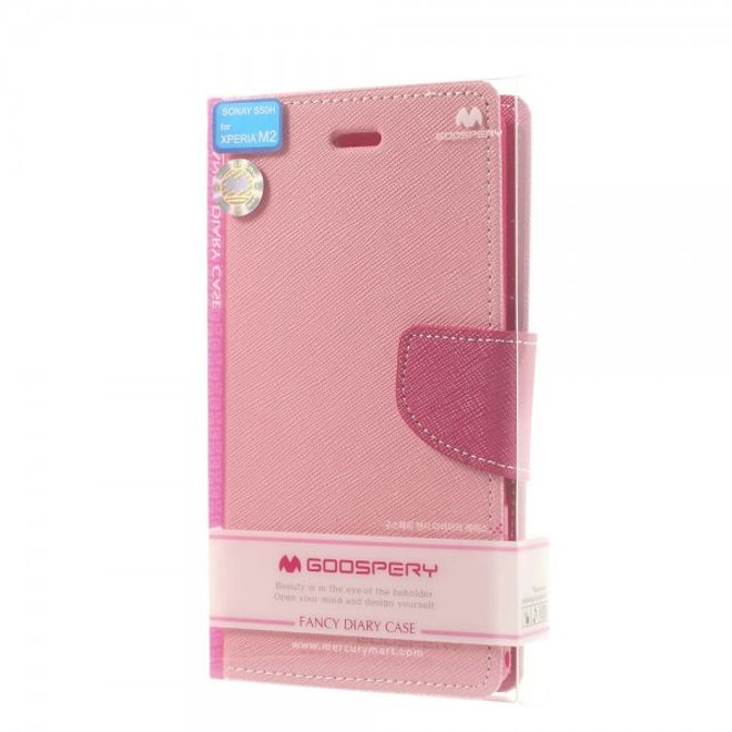 Goospery - Sony Xperia M2/M2 Dual Hülle - Handy Bookcover - Fancy Diary Series - rosa/pink